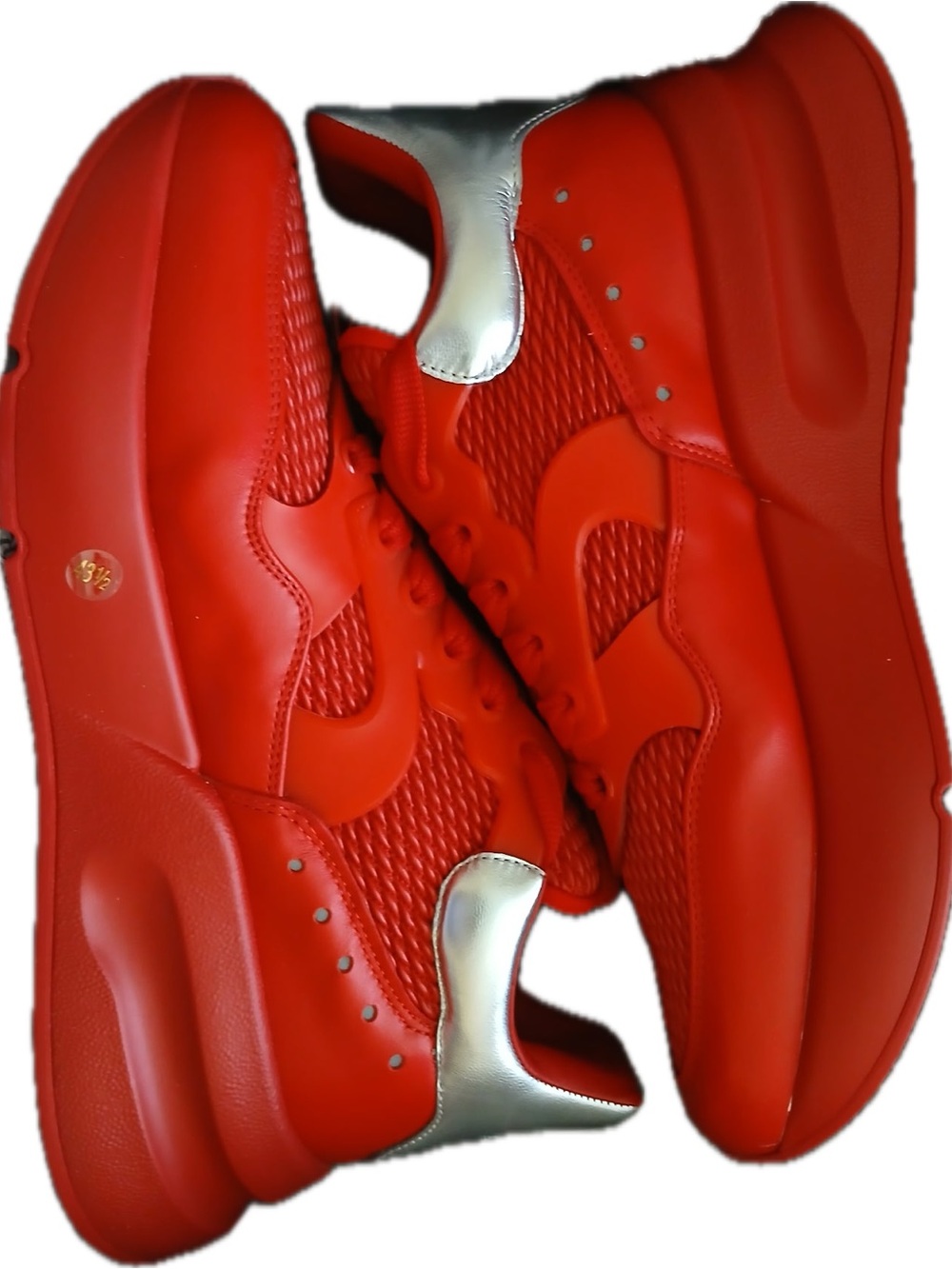 Alexander McQueen Red Sneakers with Silver Heel Accent